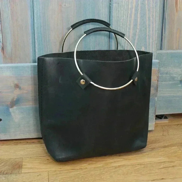 Black Tribe Alive Nubuck Leather Minimalist Chic Simple Purse Mini Bag Handbag - Picture 1 of 10